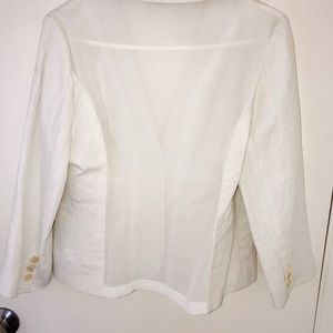 Vince Camuto White Linen Jacket with Sheer Back.